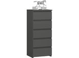 3Xcassettiera Da Salotto, Credenza Con 5 Cassetti (L:40Cm X H:92Cm X P:35Cm) In Grigio Grafite