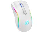 Mouse Meccanico Hxsj T69, Modalità Wireless 2.4G | 6 Dpi Regolabili (Fino A 4800 Dpi) | Effetto Retroilluminazione Rgb | Compatibile Con Più Sistemi, Bianco