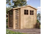 Casetta Da Giardino Con Porta Legna In Legno 4,47 M2 - Porta Di Alta Qualità Con Serratura - L206Xl272Xh218 Cm - Timbela M386F