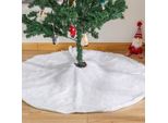 Jopassy Coperta Albero Di Natale Coperta Albero Di Natale Bianco Peluche Gonna Tappeto Albero Di Natale Rotondo Feltro Coperta Albero Di Natale In Pelliccia Sintetica Bianco, 90Cm