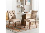 Set Di 2 Sedie Da Sala Da Pranzo Flieks, Sedia Da Cucina Con Gambe In Legno Massiccio, Sedia Imbottita Con Rivestimento In Velluto, Sedie Da Pranzo Sedie Da Soggiorno, Beige