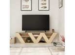 Decortie Ralla Supporto Tv Moderno Mobile Tv Centrale Multimediale In Rovere Con Ripiani , 158 X 30 X 40 Cm