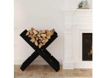 The Living Store Porta Legna Nero 47X39,5X48 Cm In Legno Di Pino Massiccio