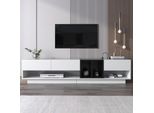Mobile Tv Fortuna Lai, Mobile Tv 190CM, Combinazione In Bianco E Nero Lucido Cassettiera Tv, Mobile Tv Con Cassetti, Scomparti, Diversi Vani Portaoggetti