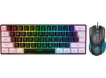 Set Tastiera E Mouse Hxsj V700BW+X100, Tastiera A 61 Tasti In Bianco E Nero (Effetto Luce Di Raffreddamento Rgb) + Mouse Di Colore Nero, Connessione Usb/Regolazione Dip A Quattro Livelli/Design Ergonomico