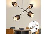 Zmh Lampada A Sospensione Nera 4 Fiamme Tavolo Da Pranzo Lampada A Sospensione Vintage Con Paralume In Tessuto Attacco E14 Lampada A Sospensione Per Soggiorno Sala Da Pranzo Camera Da Letto, Senza Lampadina