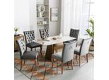 Set Di 6 Sedie Da Sala Da Pranzo Flieks, Sedia Da Cucina Con Gambe In Legno Massiccio, Sedia Imbottita Con Rivestimento In Velluto, Sedie Da Pranzo Sedie Da Soggiorno, Grigio