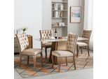 Set Di 4 Sedie Da Sala Da Pranzo Flieks, Sedia Da Cucina Con Gambe In Legno Massiccio, Sedia Imbottita Con Rivestimento In Velluto, Sedie Da Pranzo Sedie Da Soggiorno, Beige