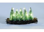 3.08 Piccola Foresta Decorativa Illuminata Con 27 Led - Abeti Su Legno Decorato Circa 25X14 Cm