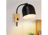 Zmh Lampada Da Parete Nera Per Interni In Legno Con Interruttore A Levetta Lampada Da Parete Vintage E27 In Metallo Orientabile A 330° Faretto Da Parete Per Corridoio Camera Dei Bambini Soggiorno Camera Da Letto Scale