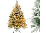 Costway Albero Di Natale Artificiale 136 Cm Con Neve, Albero Di Natale Con 150 Led Bianchi Caldi, 384 Punte Di Rami Misti, Albero Di Natale Artificiale
