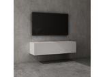 Doporro Mobile Porta Tv Sospeso 120 Cm Con 2 Ante Bianco Opaco, Credenza Bassa Da Soggiorno Salotto, Madia Consolle Per Tv Fernsehschrank02