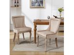 Set Di 2 Sedie Da Sala Da Pranzo Flieks, Sedie Da Cucina Imbottite Con Gambe In Legno Massiccio, Sedia Da Sala Da Pranzo Con Rivestimento In Velluto, Beige