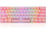 (Motospeed) CK62 Tastiera Meccanica Con 61 Tasti, Connessione USB/BT3.0 A Doppia Modalità, Tasti Multimediali, 19 Effetti Di Illuminazione Rgb, Design Ergonomico, Interruttori Rossi, Rosa