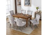 Set Di 6 Sedie Da Sala Da Pranzo Flieks, Sedie Da Cucina Imbottite Con Gambe In Legno Massiccio, Sedia Da Sala Da Pranzo Con Rivestimento In Velluto, Grigio