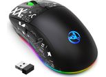Mouse Wireless Hxsj T90, Connessione A Tre Modalità | 5 Dpi Regolabili | Frequenza Di Polling Di 125 Hz | 11 Effetti Luminosi Rgb | 6 Pulsanti Programmabili, Nero