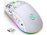 Mouse Wireless Hxsj T90, Connessione A Tre Modalità | 5 Dpi Regolabili | 125 Hz Di Polling Rate | 11 Effetti Luminosi Rgb | 6 Pulsanti Programmabili, Bianco