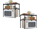 Set Di 2 Ripiani Per Microonde A 2 Livelli | Supporto Salvaspazio Per Microonde | Ripiano Da Cucina Multifunzionale Per Riporre Le Stoviglie | Organizzatore Da Tavolo | Ripiano In Piedi Per Cucina - Colore: Nero