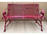 Casa Padrino Panca Da Giardino Liberty Rossa 120 X 66 X H. 80 Cm - Panca Da Giardino In Ferro Battuto - Mobili Da Giardino In Ferro Battuto - Mobili Da Giardino Barocchi E Liberty