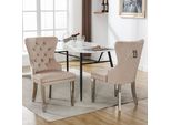 Set Di 2 Sedie Da Sala Da Pranzo Flieks, Sedie Da Cucina Imbottite Con Gambe In Acciaio Inox, Sedia Da Sala Da Pranzo Con Rivestimento In Velluto, Beige
