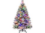Costway Albero Di Natale Artificiale 136 Cm, Albero Di Natale Con Neve E Pigne, 8 Modalità Di Illuminazione E 472 Punte Di Rami In Pvc Pe, Albero Di Natale, Albero Di Natale Artificiale