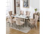 Set Di 6 Sedie Da Pranzo Flieks, Sedie Da Cucina Imbottite Con Gambe In Acciaio Inox, Sedia Da Pranzo Con Rivestimento In Velluto, Beige