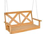 Costway Panca Sospesa In Legno Massiccio, Altalena Da Giardino A 2 Posti Da Appendere, Altalena Hollywood Con Capacità Di Carico Fino A 240 Kg, Panca Da Esterno Per Patio, Giardino, Cortile, 134 X 60 X 65 Cm