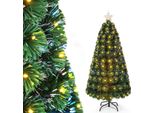 Costway Albero Di Natale Artificiale Da 150 Cm Con Illuminazione, Albero Di Natale Con 8 Modalità Di Illuminazione, 170 Luci Led Bianco Caldo, Albero Di Natale In Fibra Ottica, Stella Illuminata, Albero Di Natale Artificiale