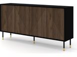 Cassettiera Woody Iv 4D 180 Cm Nero Opaco / Rovere Catania Frontali Fresati Credenza In Mdf Credenza Su Gambe