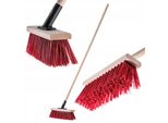 Scopa Stradale Kadax Con Manico Lungo In Legno E Nylon, Scopa Per Spazzare Con Supporto In Metallo (30 Cm Rosso)