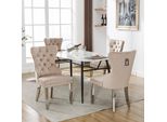 Set Di 4 Sedie Da Pranzo Flieks, Sedie Da Cucina Imbottite Con Gambe In Acciaio Inox, Sedia Da Pranzo Con Rivestimento In Velluto, Beige
