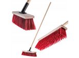 Scopa Stradale Kadax Con Manico Lungo In Legno E Nylon, Scopa Per Spazzare Con Supporto In Metallo (40 Cm Rosso)