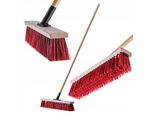 Scopa Stradale Kadax Con Manico Lungo In Legno E Nylon, Scopa Per Spazzare Con Supporto In Metallo (50 Cm Rosso)