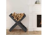 The Living Store Porta Legna Grigio 47X39,5X48 Cm In Legno Di Pino Massiccio