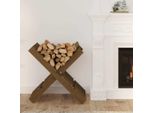 The Living Store Porta Legna Da Ardere Marrone Miele 47X39,5X48 Cm In Legno Di Pino Massiccio