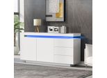 Credenza Merax Led Bianco Lucido, Credenza Con Cassetto E Ante, Cassettiera