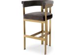 Casa Padrino Sgabello Da Bar In Velluto Con Braccioli Grigio/Ottone 56 X 56 X H. 104 Cm - Sgabello Da Bar Imbottito - Arredo Bar - Arredo - Qualità Lusso