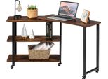 Costway Tavolino A L Con Rotelle E 2 Ripiani, Tavolo Per Computer Ruotabile A 360°, Tavolino Multifunzionale Per Divano 80 X 30 X 67 Cm