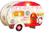 3.11 Caravan Con Motivi Natalizi - Circa 21X7,5X14 Cm - 10 Led Bianco Caldo