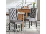 Set Di 2 Sedie Da Pranzo Flieks, Sedia Da Cucina Con Gambe In Legno Massiccio, Sedia Da Pranzo Imbottita Con Rivestimento In Velluto, Sedia Per Soggiorno Cucina, Grigio