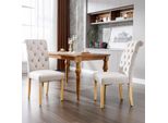 Set Di 2 Sedie Per Sala Da Pranzo Flieks, Sedia Da Cucina Con Gambe In Legno Massiccio, Sedia Da Soggiorno Imbottita Con Schienale, Sedia Da Pranzo Cucina Soggiorno, Beige