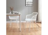 Sedia Da Pranzo 'Kangasniemi' Set Di 2 In Metallo E Plastica 82 X 56 X 52 Cm Bianco