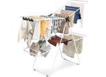 Costway Stendibiancheria A 2 Livelli, Asciugatrice Pieghevole Con Ali Regolabili In Altezza 154 X 55,5 X 112 Cm Bianco