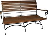 Casa Padrino Panca Da Giardino Liberty Marrone Scuro / Nero 150 X 62 X H. 96 Cm - Panca Da Giardino Pieghevole - Mobili Da Giardino In Legno E Ferro - Mobili Da Giardino Barocchi E Liberty
