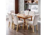 Set Di 6 Sedie Per Sala Da Pranzo Flieks, Sedia Da Cucina Con Gambe In Legno Massiccio, Sedia Da Soggiorno Imbottita Con Schienale, Sedia Da Pranzo Cucina Soggiorno, Beige