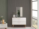 Cassettiera Con Specchio Camera Da Letto Console Legno Bianco Set 2Pz Moderno Jvmoebel