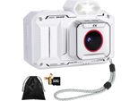 Macchina Fotografica Digitale Portatile Hd 1080P 48MP Fotocamera Compatta Con Scheda Di Memoria Da 32 Gb Zoom Digitale 18X Regalo Per Bambini, Ragazzi, Principianti, Bianco
