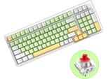 Tastiera Meccanica Wireless Ajazz AK992 Gasket, 99 Tasti + 1 Pulsante | 20 Effetti Luminosi | Connessione A Tre Modalità, Interruttore Rosso, Campo Verde (Luce Bianca Monocromatica)