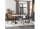 Set Di 4 Sedie Da Pranzo Flieks, Sedia Imbottita Con Gambe In Legno Massiccio, Sedie Da Cucina Sedia Da Pranzo Con Schienale, Sedia Con Rivestimento In Lino, Grigio