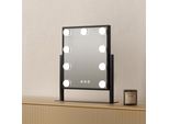 Emke Hollywood Specchio Per Il Trucco 85X364X475Mm Con Specchio D'ingrandimento 7X, Nero Specchio Per Il Trucco Con Touchscreen Intelligente E 3 Colori Di Luce, 12 Luci Led Dimmer, Ruotabile A 360° E Funzione Memoria
